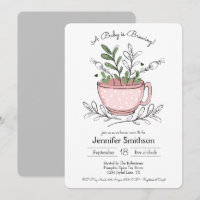 Tea Cup Tea Party Kinderdusche Einladungen