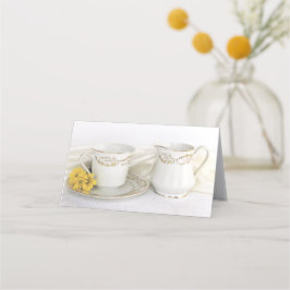 Tea Cup und Yellow Daisies Wedding Platzkarte