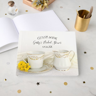 Tea Cup und Yellow Daisis Brautparty Gästebuch
