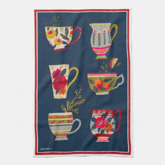 Tea Cups Navy Teetuch Geschirrtuch