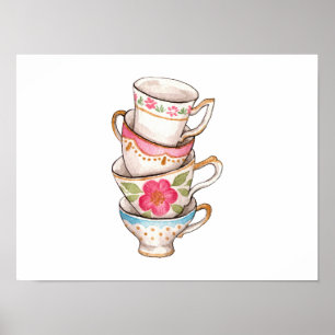 Tea Cups (Set von 4) Poster