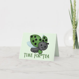Tea Drinking Ladybug Card Karte