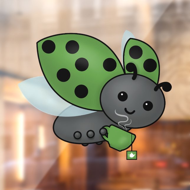 Tea Drinking Ladybug Fensterheber Fensteraufkleber (Blatt 2)