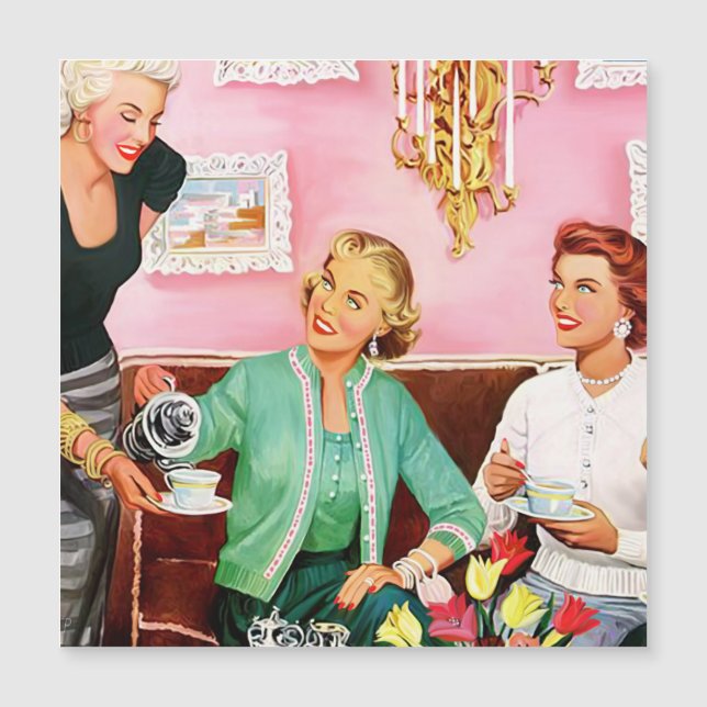 TEA-EINLADUNG AM NACHMITTAG DER 50ER Jahre Magnetkarte (Vorderseite)