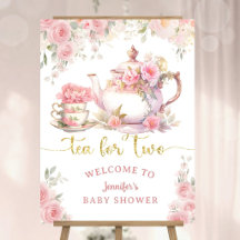 Tea for Two Baby Shower Pink Floral Welcome