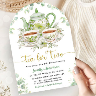 Tea for Two Baby Shower Zwillings-Geschlechtsneutr Einladung