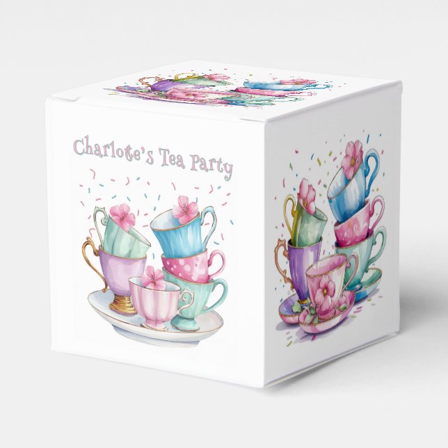 Tea for Two Elegant Girl's Birthday Party Geschenkschachtel (Vorderseite)