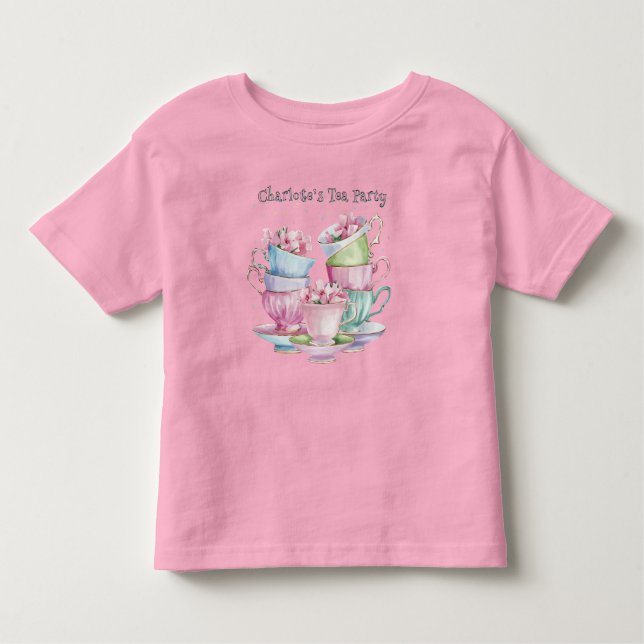 Tea for Two Elegant Girl's Birthday Party Kleinkind T-shirt (Vorderseite)