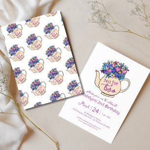 Tea for Two Floral 2. Geburtstagseinladung Einladung