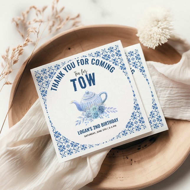 Tea for Two – Floral 2nd Birthday Party Serviette (Von Creator hochgeladen)