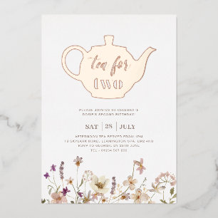 Tea For Two Floral Geburtstag - Roségold Folieneinladung