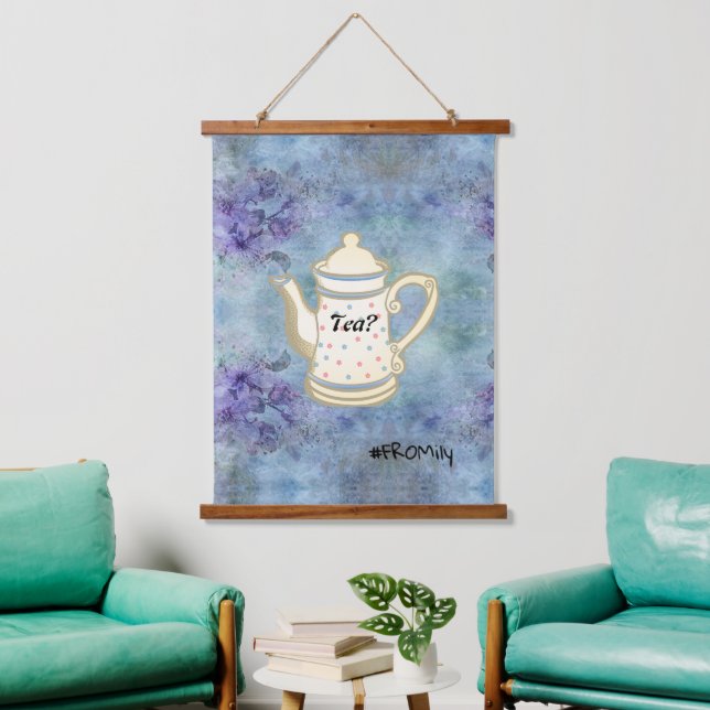 Tea? #FROMily from Fandom Liu Diner Design Wandteppich Mit Holzrahmen (Wohnzimmer)