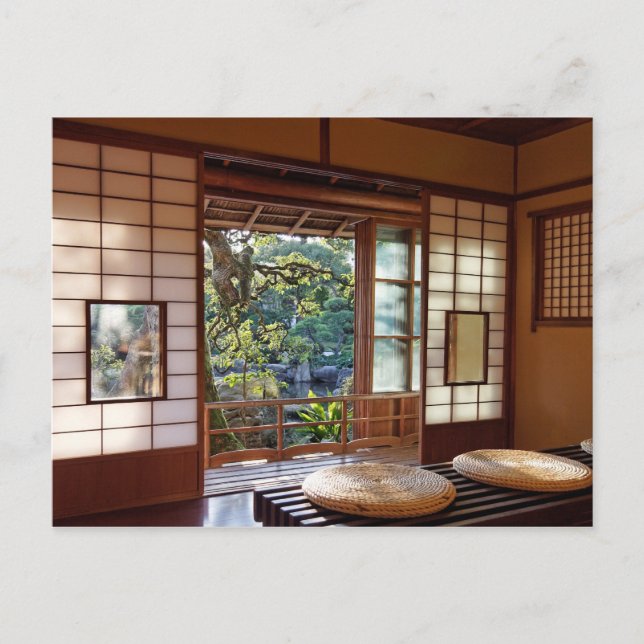 Tea house in spring postcard postkarte (Vorderseite)