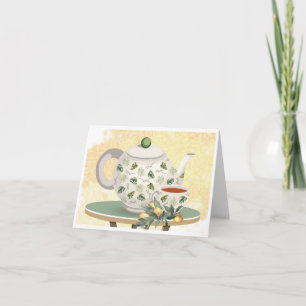 Tea Kettle and Tee Cup Blank Note Card