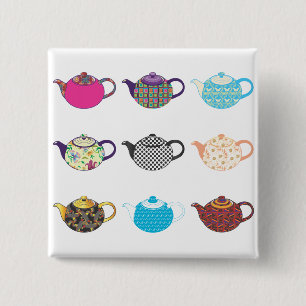 Tea Kettles, mehrfarbig Button