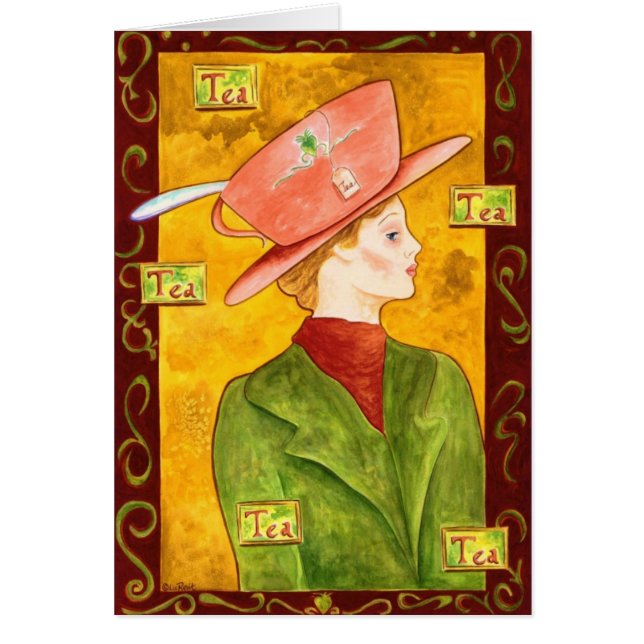 Tea Lady in Green Note Card (Vorne)