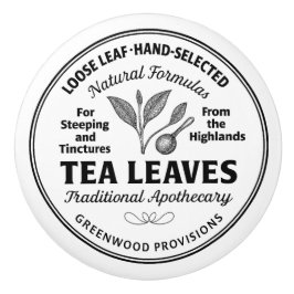 Tea Leaves Label Vintage Typography Ceramic Knob Keramikknauf