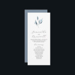 Tea Length Wedding Program Template Dusty Blue Programm<br><div class="desc">Dieses Hochzeitsgeschenk mit Teelänge bietet einzigartige Aquarellfarben-Blätter in staubblauer Farbe. Verwenden Sie die Vorlagenfelder,  um Ihre Dienstreihenfolge hinzuzufügen. Die Karte kehrt zu einer soliden,  passenden Farbe zurück. Weitere Hochzeitsthemen wie dieser Besuch www.zazzle.com/dotellabelle Einzigartige Kunst und Design von Victoria Grigaliunas of Do Tell A Belle.</div>