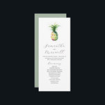 Tea Length Wedding Program Template Pineapple Programm<br><div class="desc">This tea length wedding program template feature a unique watercolor pineapple. Use the template fields to add your order of service. The card reverses to a solid sage green color. A tropical choice for destination beach weddings. To see more wedding themes like this visit www.zazzle.com/dotellabelle Unique art and design by...</div>