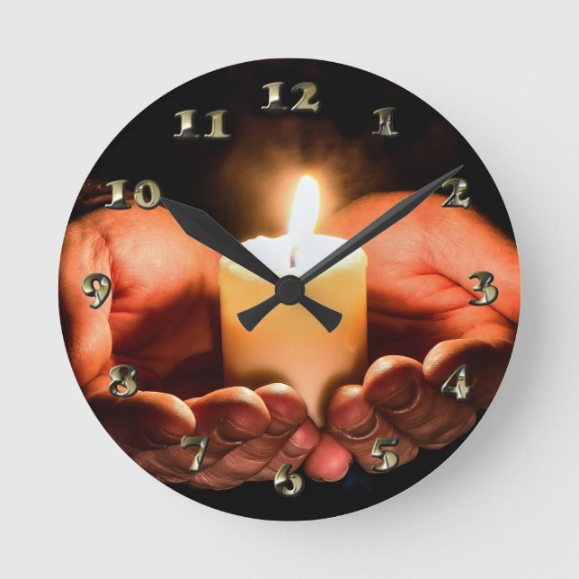 Tea Light Holiday Runde Wanduhr (Vorderseite)