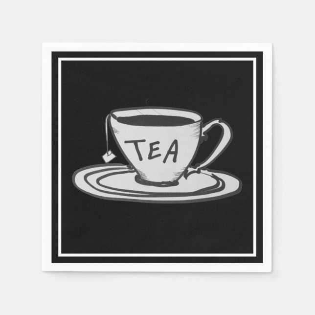 Tea Lover Zeichnend Minimalistisch Serviette (Vorderseite)