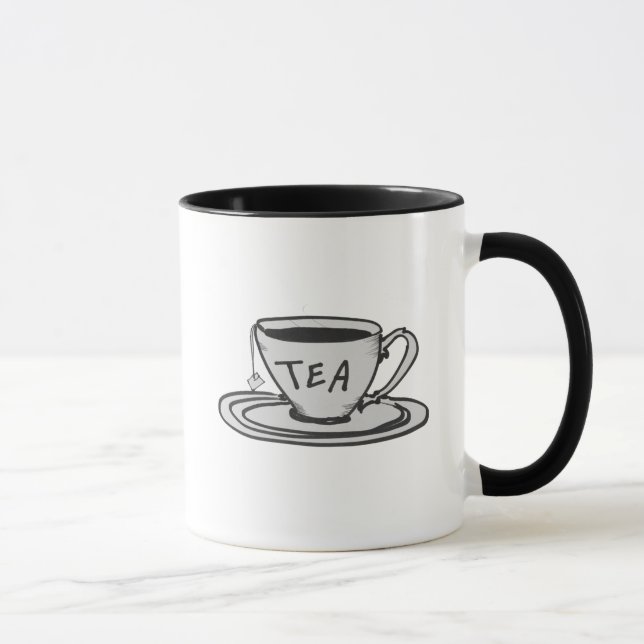 Tea Lover Zeichnend Minimalistisch Tasse (Rechts)