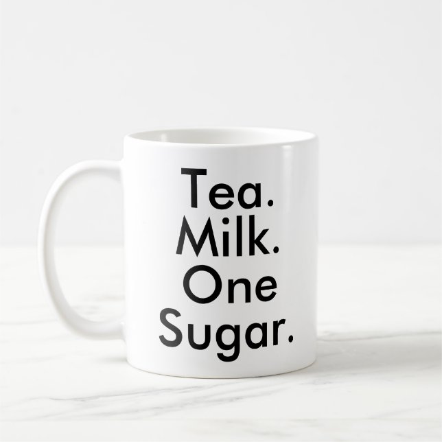 Tea Milk One Zucker | Office Tee Addict Lover Tass Kaffeetasse (Links)
