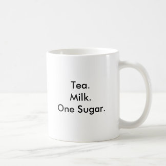 Tea.Milk.One Zucker Tasse