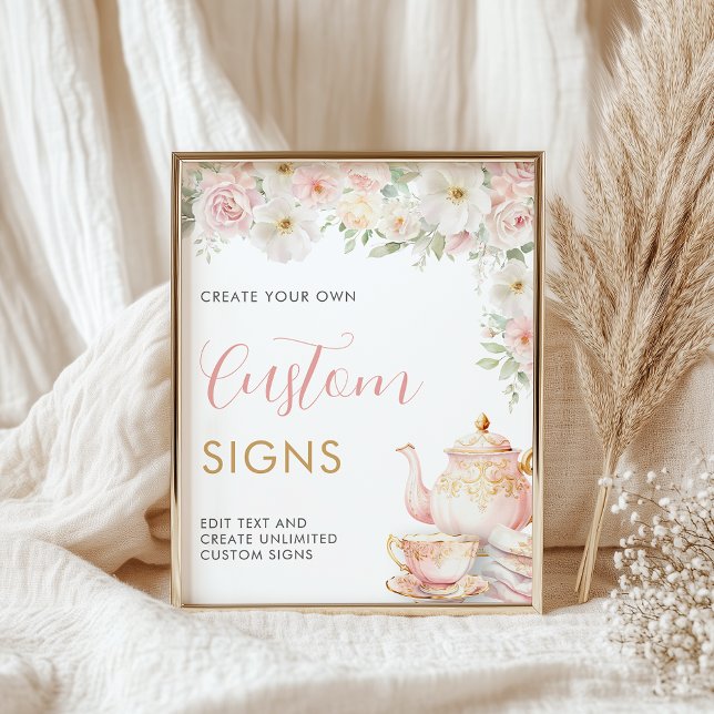 Tea Party Baby Shower Custom Sign -  8x10 Poster (Tea Party Baby Shower Custom Sign - 8x10
)