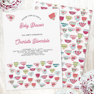 Tea Party Baby Shower Einladung