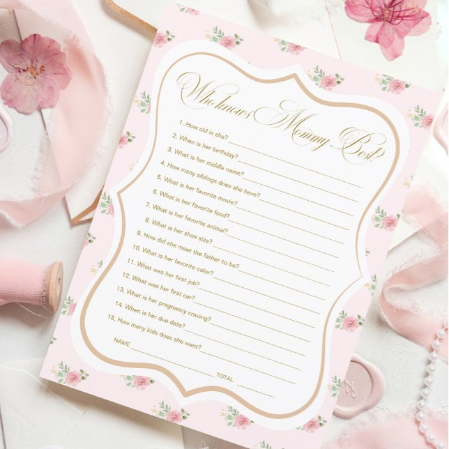 Tea Party Baby Shower kennt die Mama Game Card Einladung (Von Creator hochgeladen)