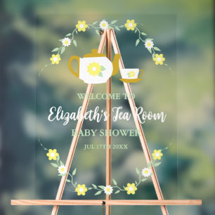 Tea Party Baby Shower mit Blumen Acrylschild