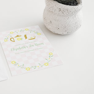 Tea Party Baby Shower mit Blumen Dankeskarte
