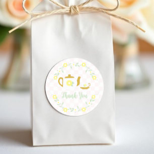 Tea Party Baby Shower mit Blumen Runder Aufkleber