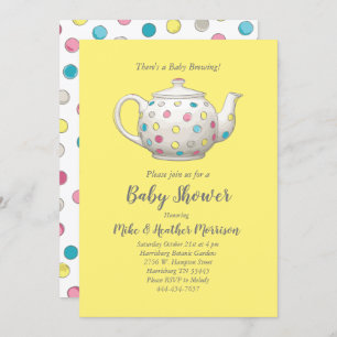 Tea Party Baby Shower Polka Dot Geschlecht neutral Einladung