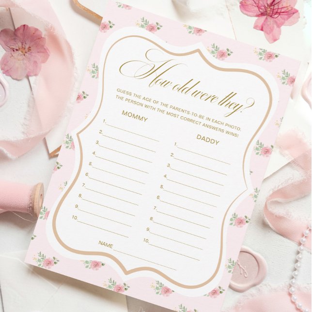 Tea Party Baby Shower Raten Sie die altersbedingte Einladung (Von Creator hochgeladen)