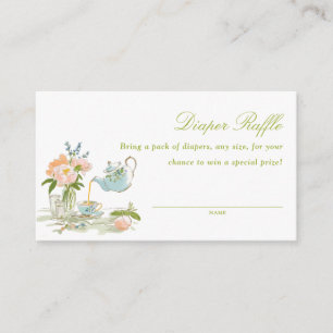 Tea Party Baby Shower Windelraffel Begleitkarte