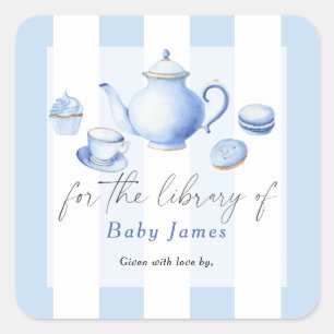 Tea Party Babyparty - Für die Bibliothek von Quadratischer Aufkleber