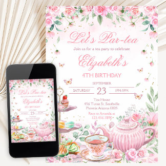 Tea Party Birthday Einladung