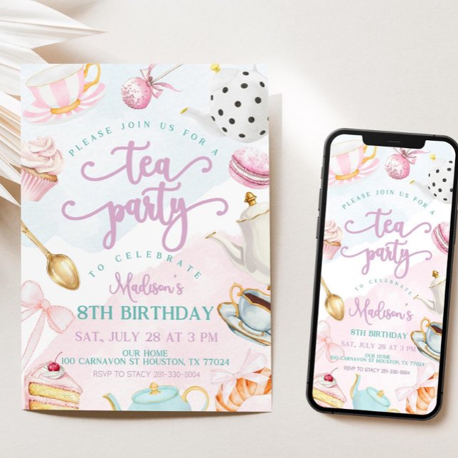 Tea Party Birthday Invite, Par-tea Invite, Girls Einladung (Von Creator hochgeladen)