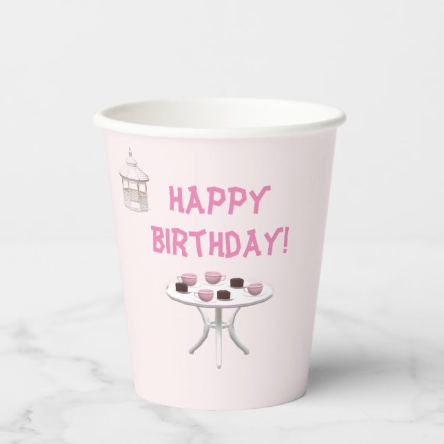 Tea Party Birthday Pappbecher (Vorderseite)