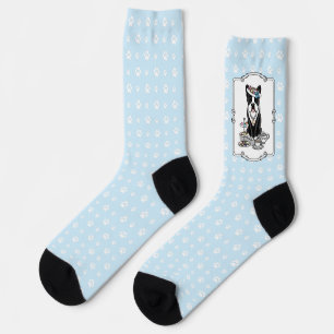 Tea Party Boston Terrier Dog (schwarz) Niedlich Socken