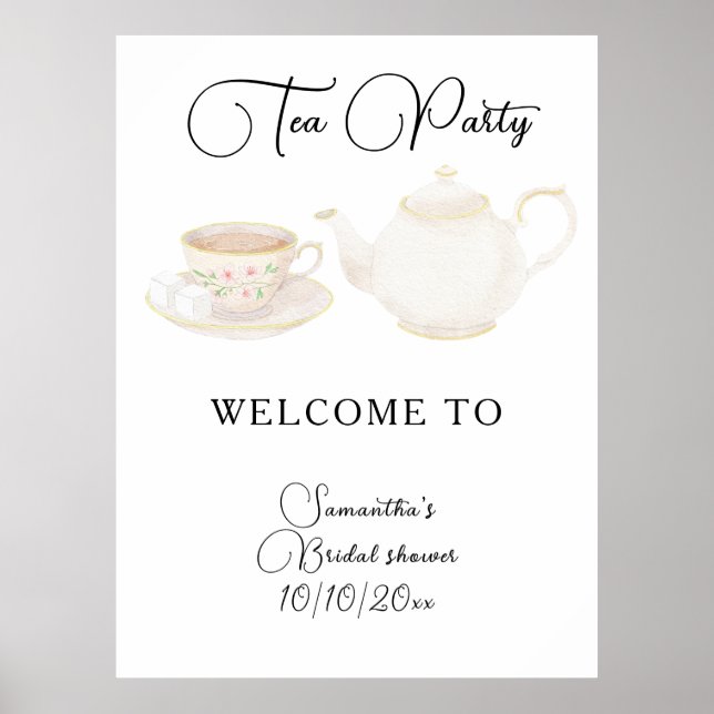 Tea Party Brautjungfern-Empfang Willkommen Poster (Vorne)