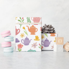 Tea Party Bridal Easter Spring Floral Colorful Geschenkpapier