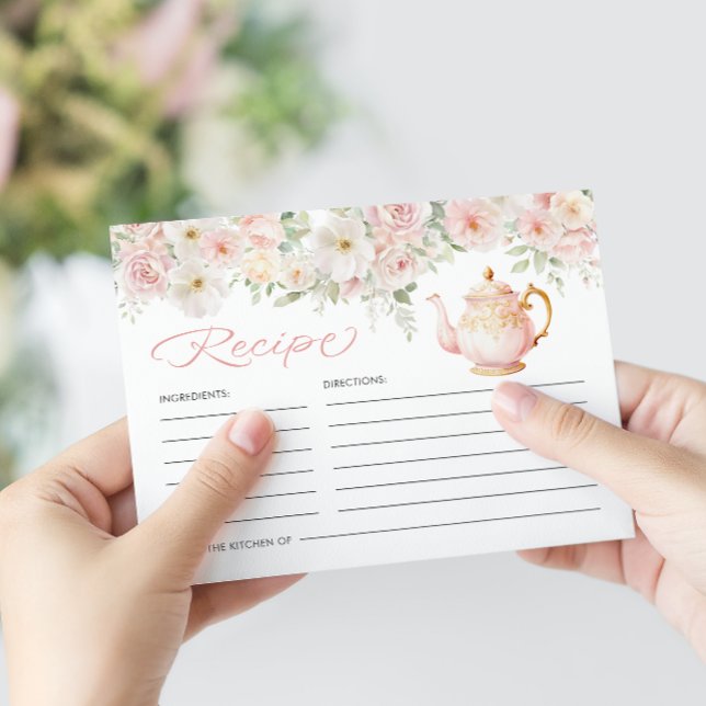 Tea Party Bridal Shower Recipe Begleitkarte (Tea Party Bridal Shower Recipe Enclosure Card
)