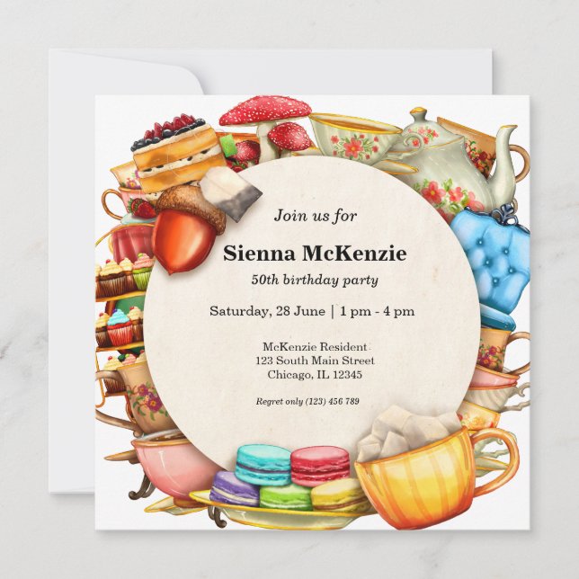 Tea-Party Einladung (Vorderseite)