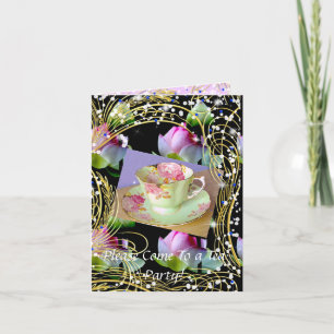 TEA-PARTY EINLADUNG - TEA-KUPPEN UND BLUME