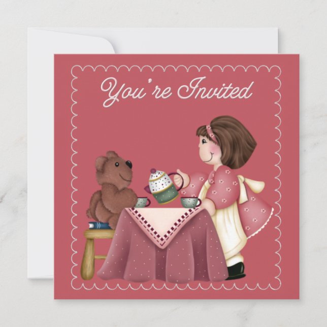 Tea Party Einladung zum Geburtstag (Vorderseite)