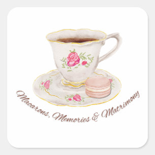 Tea Party Elegante Brautparty Junggesellinnenabsch Quadratischer Aufkleber