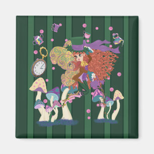 Tea Party Fairy, Vintag Watch und Pilze Magnet